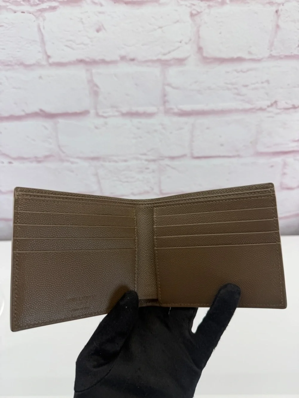 Saint Laurent Paris Brown Textured Leather Bi-Fold Wallet